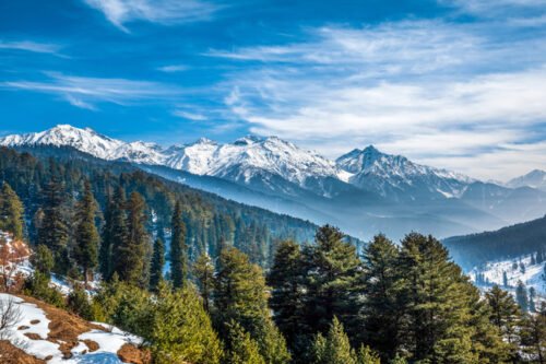 The winter scene in Aru Valley near Pahalgam, Kashmir, India.